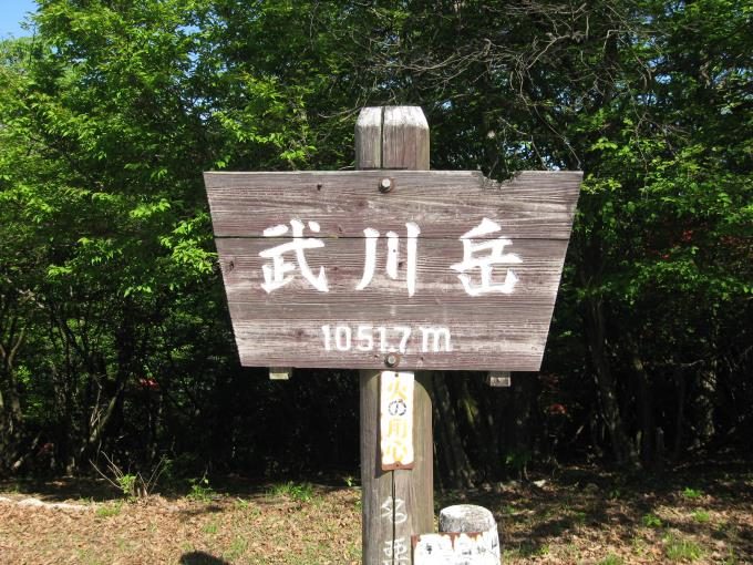 武川岳山頂にある山名板