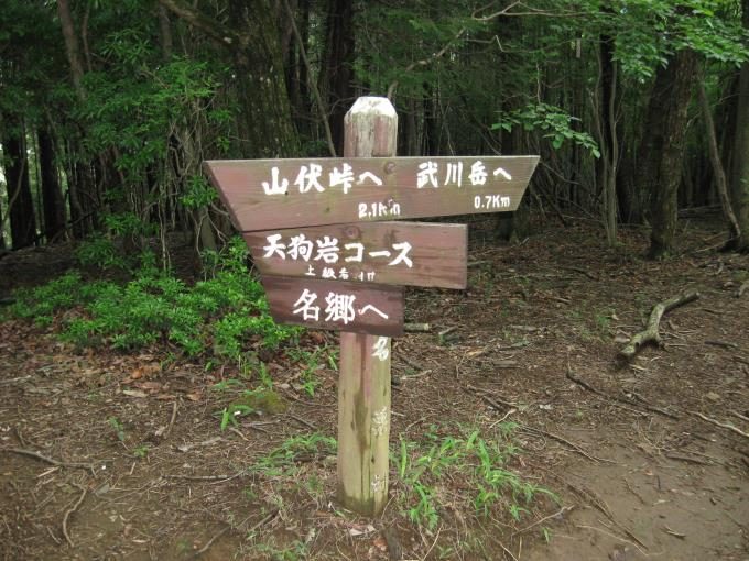案内板には武川岳まで７００ｍと書かれています。