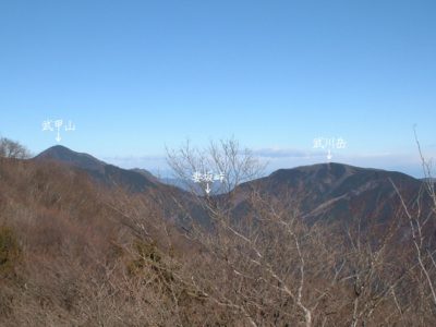 武川岳と妻坂峠（蕨山展望台より）